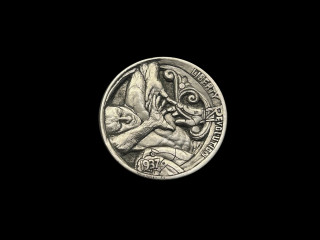 hobo nickel coin carving.